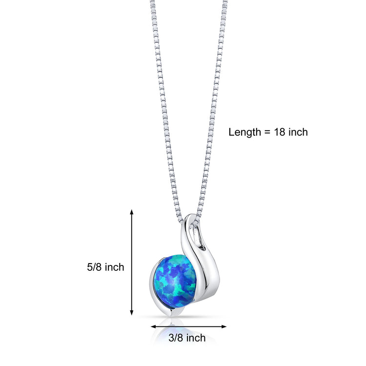 Sterling Silver Azure Blue Opal Iris Pendant