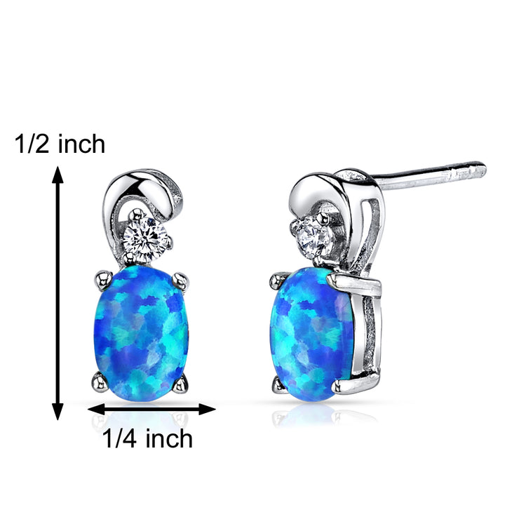 Sterling Silver Opal Dainty Earrings