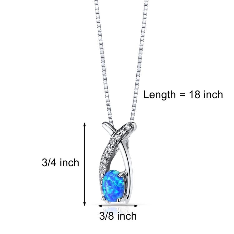 Sterling Silver Azure Blue Opal Ichthus Pendant