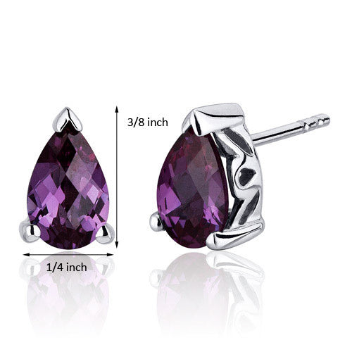 Sterling SIlver Amethyst Pear Cut Scroll Stud Earrings
