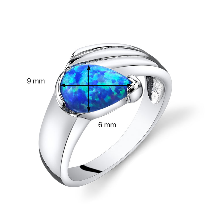 Sterling Silver Azure Blue Opal Ring