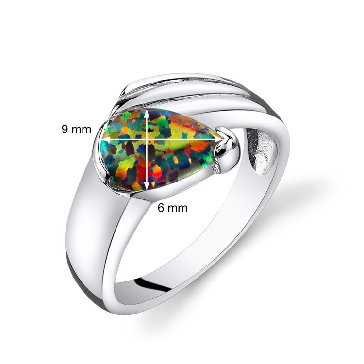 Sterling Silver Blazing Black Opal Ring