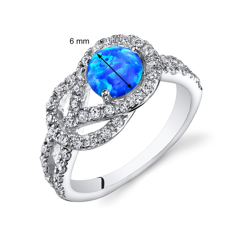Sterling Silver Azure Blue Opal Love Knot Ring