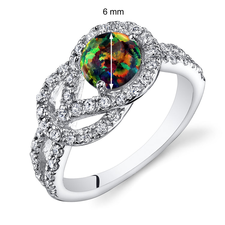 Sterling Silver Blazing Black Created Opal Ring