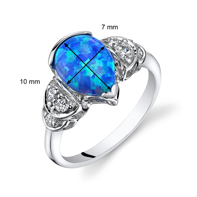 Sterling Silver Azure Blue Opal Ring
