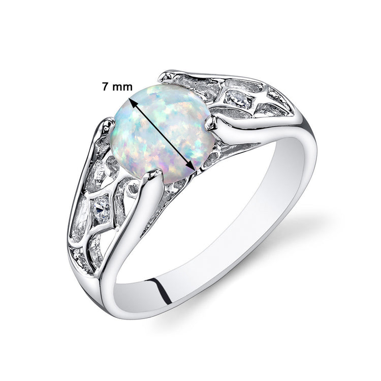 Sterling Silver White Opal Ring