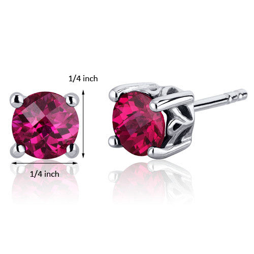 Sterling Silver Ruby Round Scroll Stud Earrings