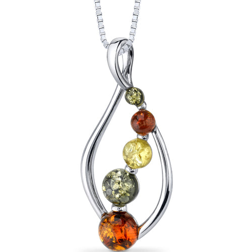 Sterling Silver Genuine Baltic Amber Open Leaf Pendant