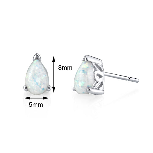 Sterling Pear Shape Opal Stud Earrings