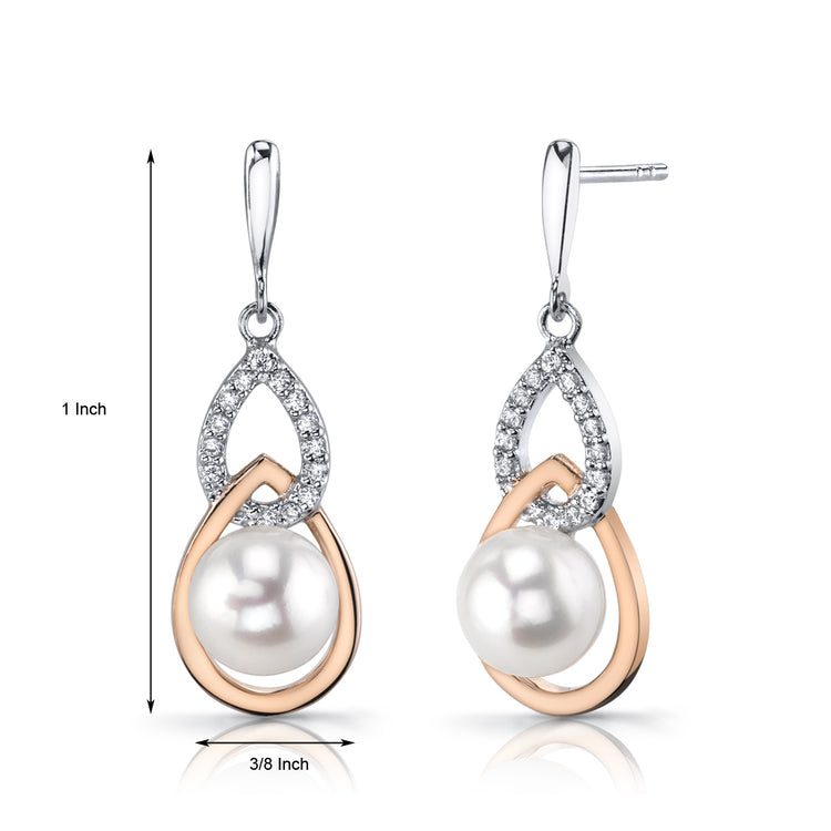 Sterling Silver/RGP Freshwater Cultured Pearl Drop Earrings
