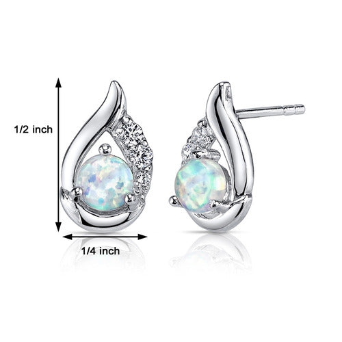 Sterling Opal & Cubic Zirconia Earrings