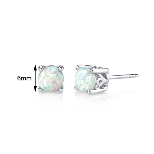 Sterling White Opal Stud Earrings
