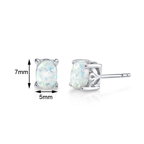 Sterling White Opal Stud Earrings