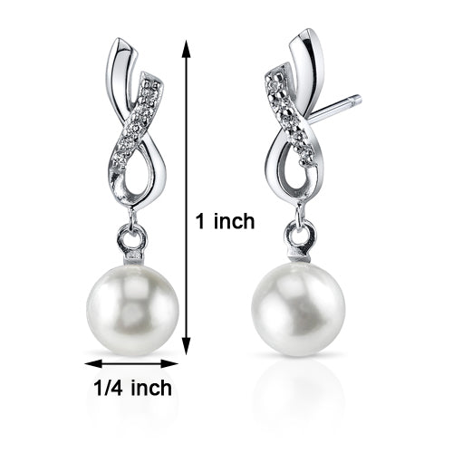 Sterling White Freshwater Pearl Dangle Earrings