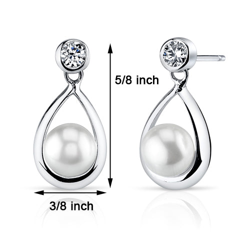 Sterling White Freshwater Pearl Dangle Earrings