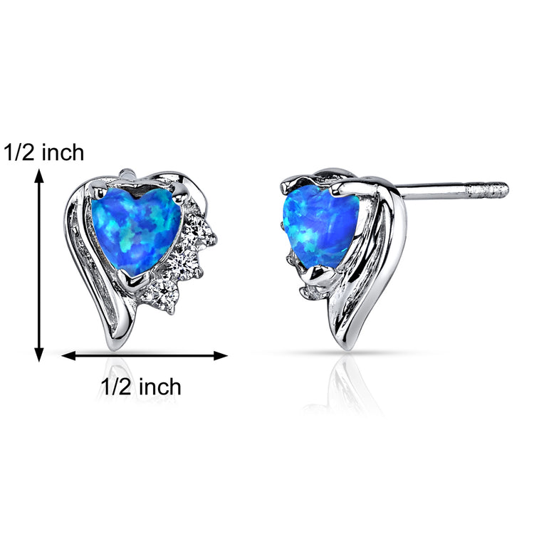 Sterling Azure Blue Opal Sweetheart Earrings