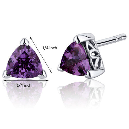 Sterling Silver Alexandrite Trillion Scroll Stud Earrings
