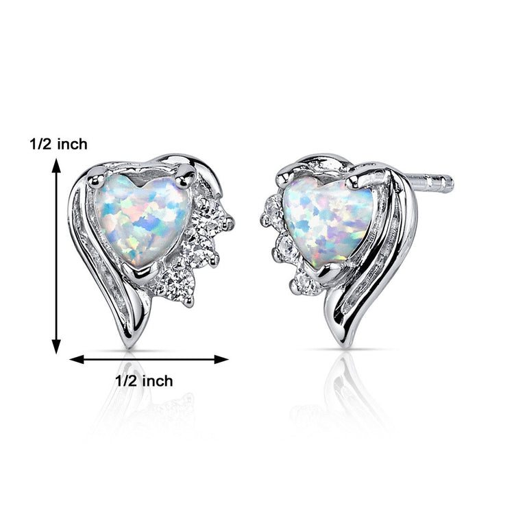 Sterling White Opal Sweetheart Earrings