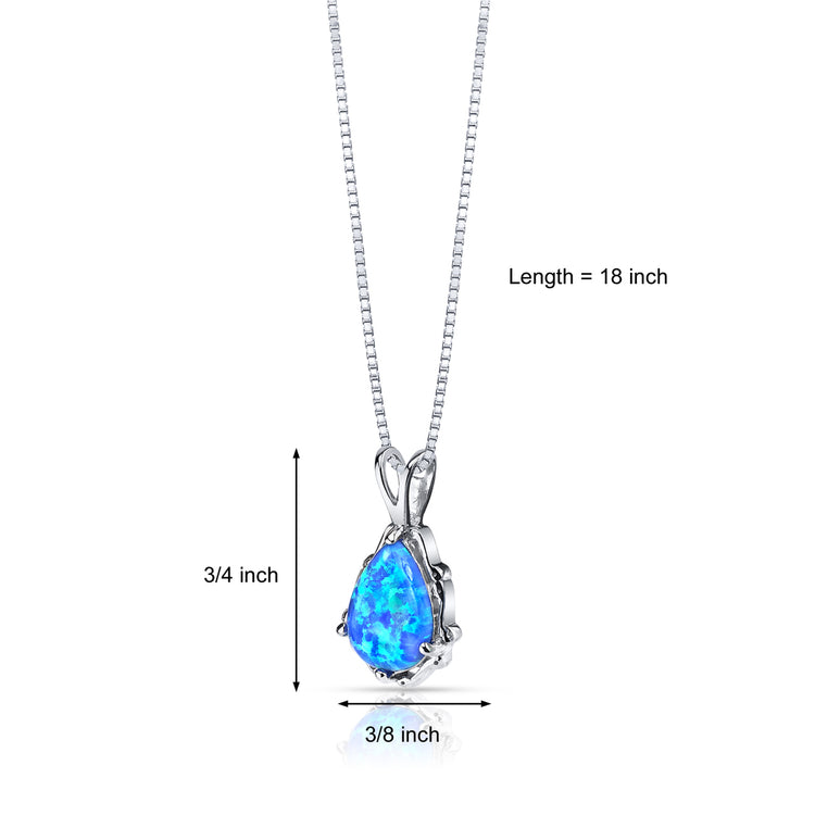 Sterling Silver Azure Blue Opal Stala Pendant