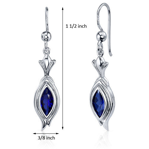 Sterling Silver Blue Sapphire Dangle Earrings