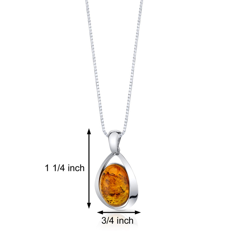Sterling Silver 18" Cognac Baltic Amber Pendant