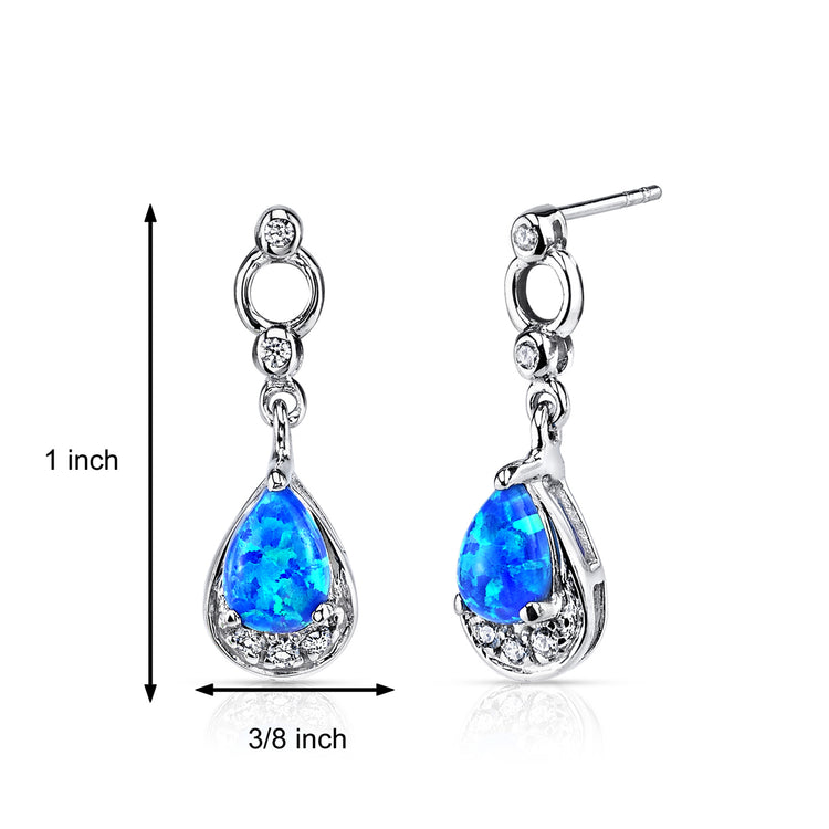 Sterling Silver Azure Opal Dangle Earrings
