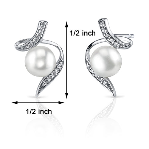 Sterling Silver Freshwater White Pearl Earrings