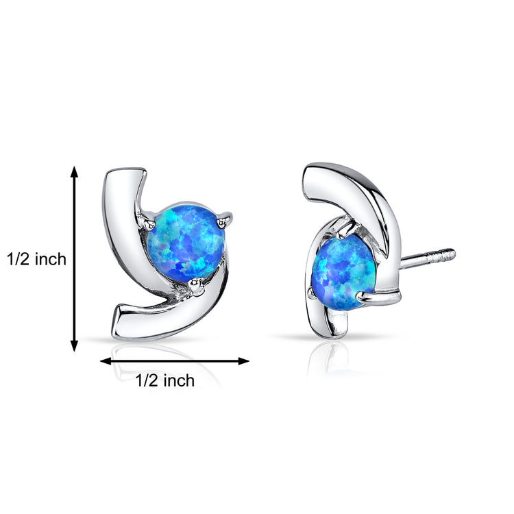 Sterling Silver Azure Blue Opal Earrings