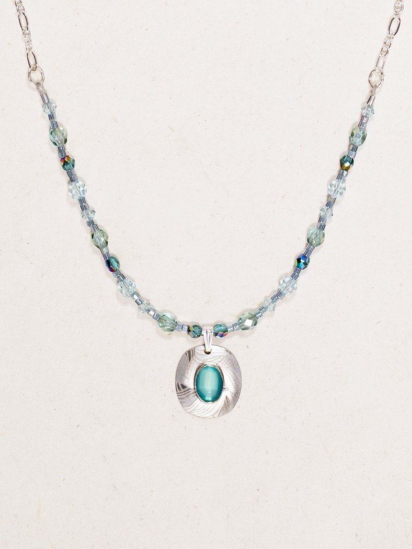 *RETIRED* Holly Yashi Synergy Beaded Necklace - Aqua/Silver