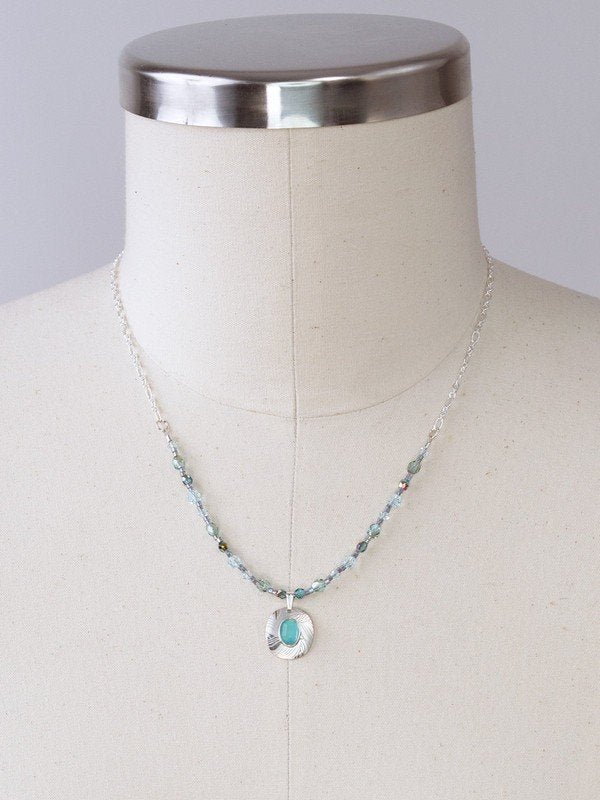 *RETIRED* Holly Yashi Synergy Beaded Necklace - Aqua/Silver