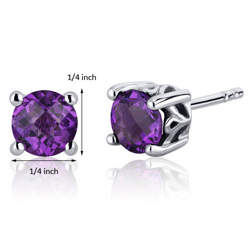 Sterling Silver Amethyst Scroll Design Stud Earrings