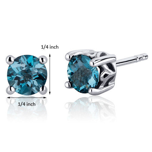 Sterling Silver London Blue Topaz Scroll Stud Earrings