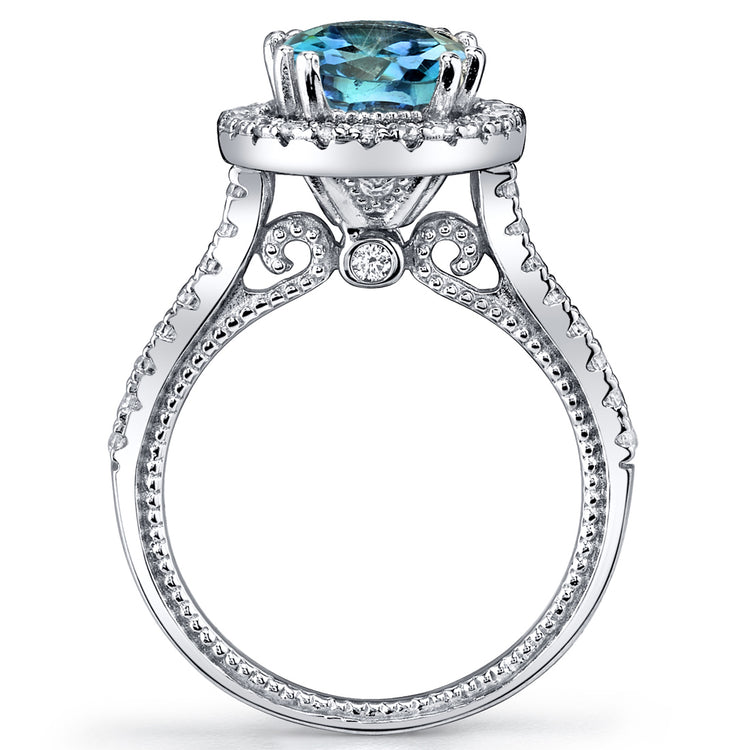 Sterling Silver Alexandrite Halo Ring