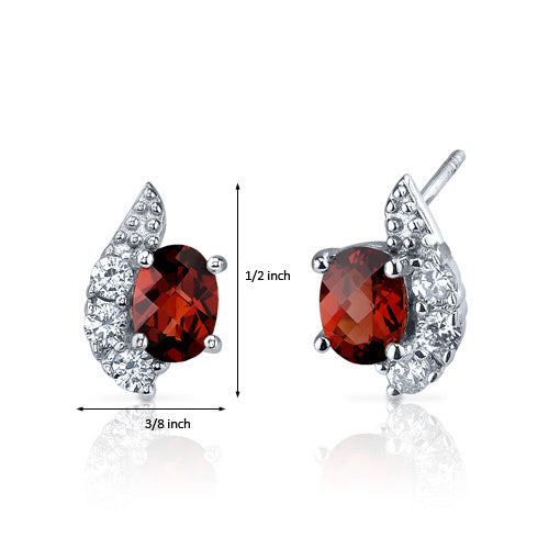 Sterling Silver Garnet & CZ Earrings
