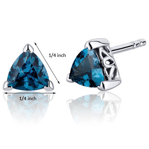 Sterling Trillion Cut Genuine London Blue Topaz Earrings