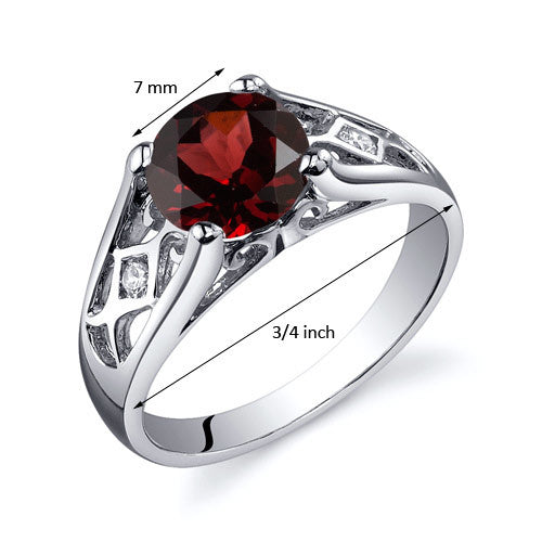 Sterling Silver Genuine Garnet Ring
