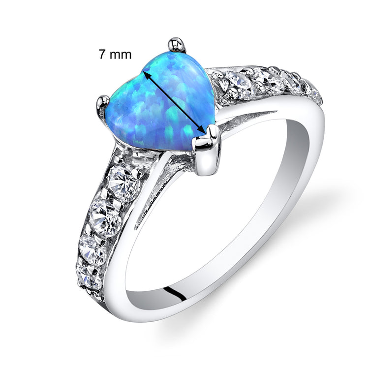 Sterling Silver Heart Shape Powder Blue Opal Ring