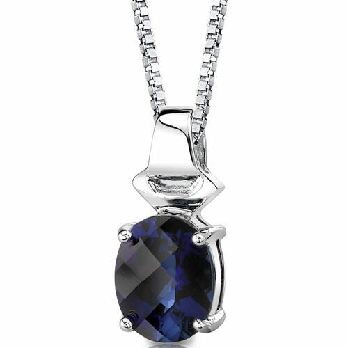 Sterling Created Blue Sapphire Pendant