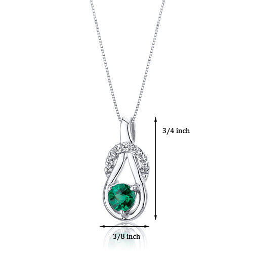 Sterling Silver Emerald Love Knot Pendant