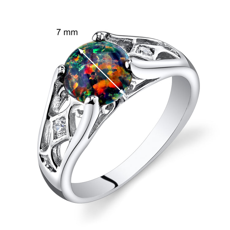 Sterling Silver Black Opal Venetian Ring