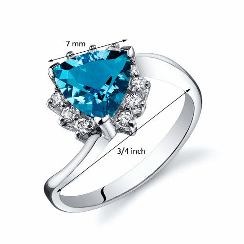 Sterling Silver Trillion Cut Genuine Swiss Blue Topaz Ring