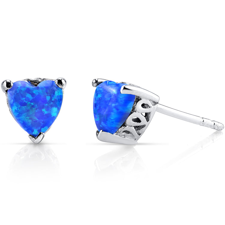 Sterlin Silver Azure Blue Opal Stud Earrings