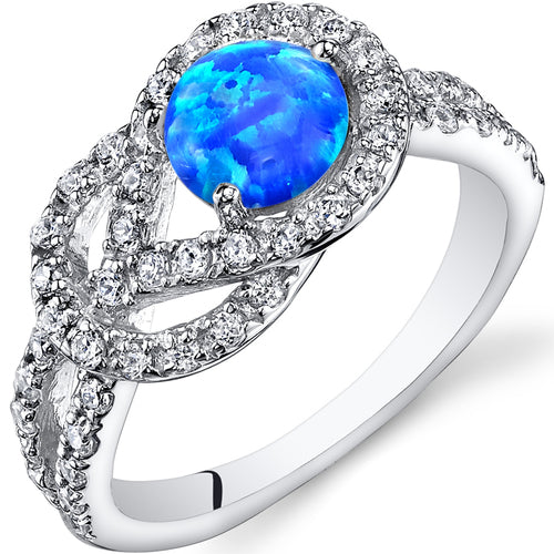 Sterling Silver Azure Blue Opal Love Knot Ring