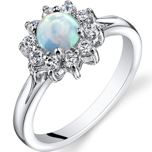 Sterling Silver White Opal Daisy Ring
