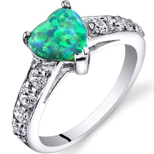 Sterling Silver Absinthe Green Opal Heart Ring