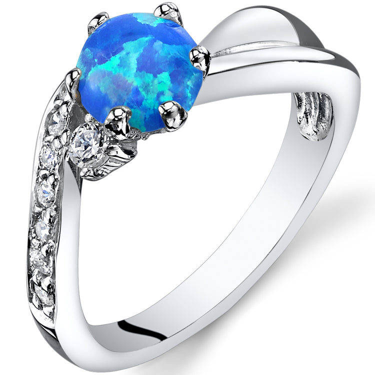 Sterling Silver Azure Blue Opal Love Waves Ring