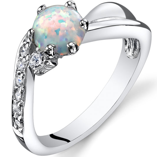 Sterling Silver White Opal Love Waves Ring