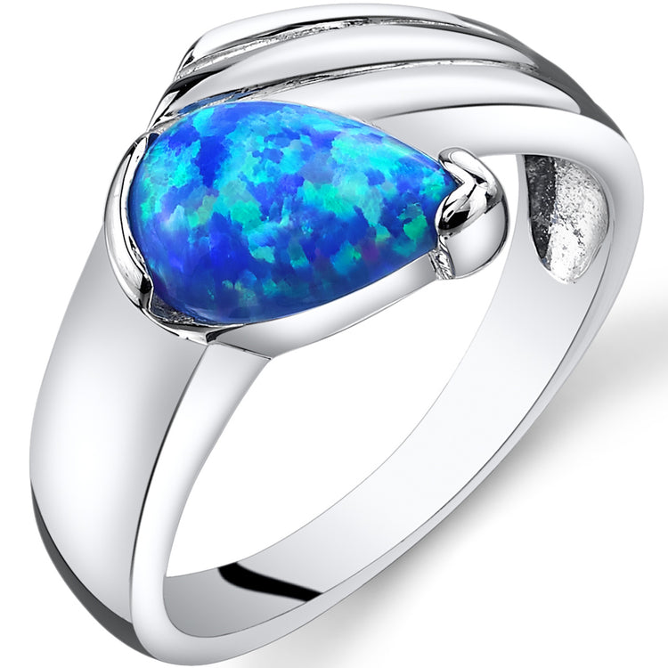 Sterling Silver Azure Blue Opal Eventides Ring