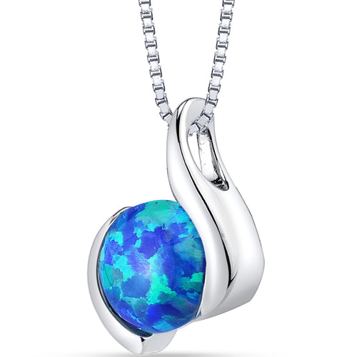 Sterling Silver Azure Blue Opal Iris Pendant
