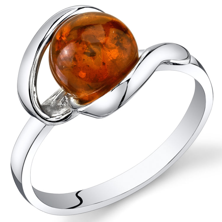 Sterling Silver Genuine Baltic Amber Ring
